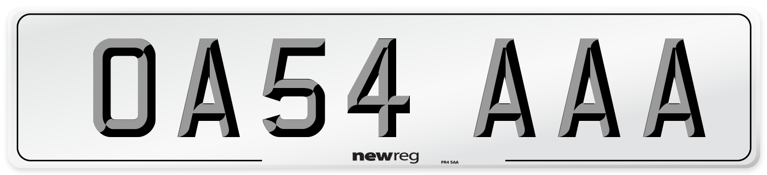 OA54 AAA Number Plate from New Reg
